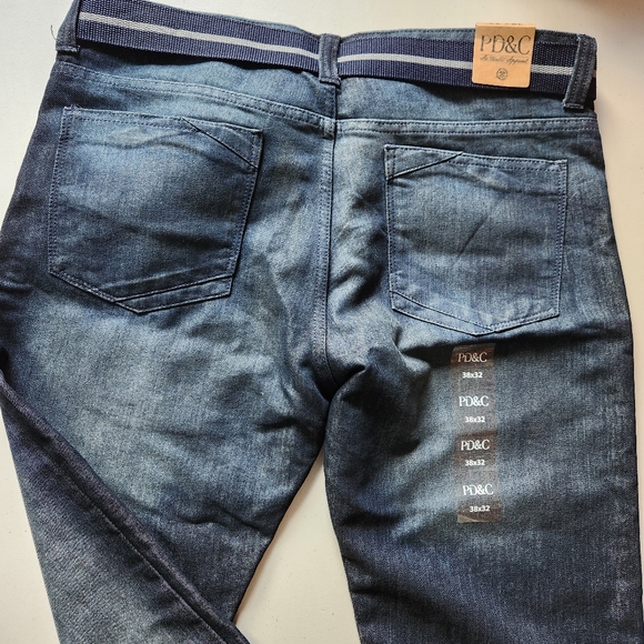 PD&C Men’s Blue Jeans – Size 38x32 – NWT with Belt - Picture 5 of 9